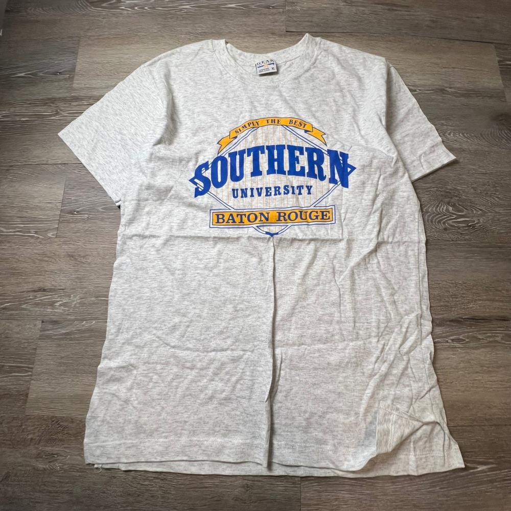 Vintage 1990s Southern University T-Shirt Mens XL Gray Graphic Baton Rouge
